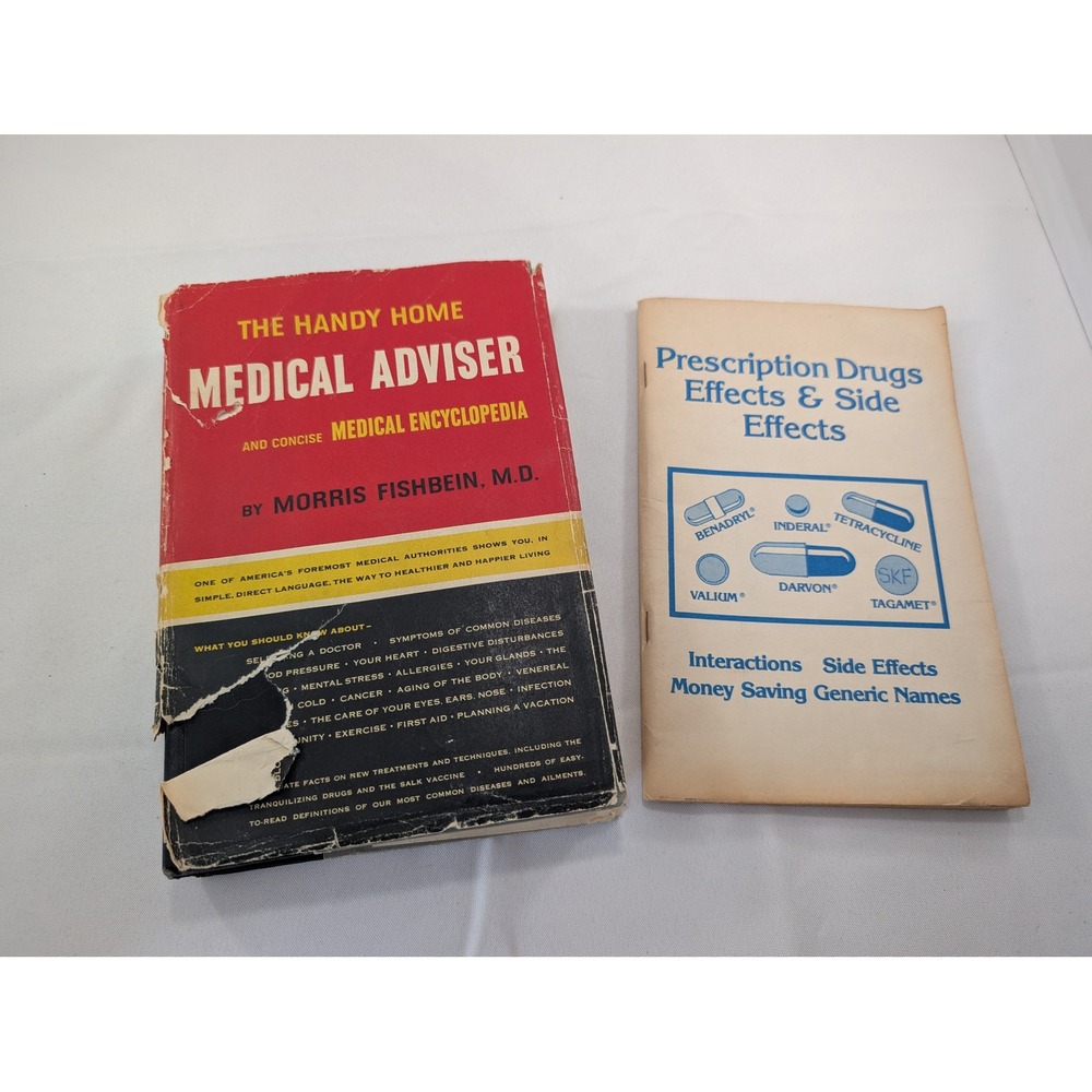 Vtg 1957 Handy Home Medical Adviser Morris Fishbein MD & Drug Effects Booklet